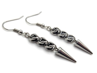 Illusion Earrings, Chainmaille Jewelry, Caged Glass Beads, Whimsigoth, Gothic, Witchy, Fantasy Core, Stainless Steel or Titanium Earwires - image2